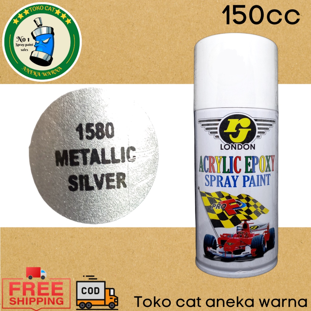 cat semprot 150cc rj london metallic metalik silver spray paint pilox pilok