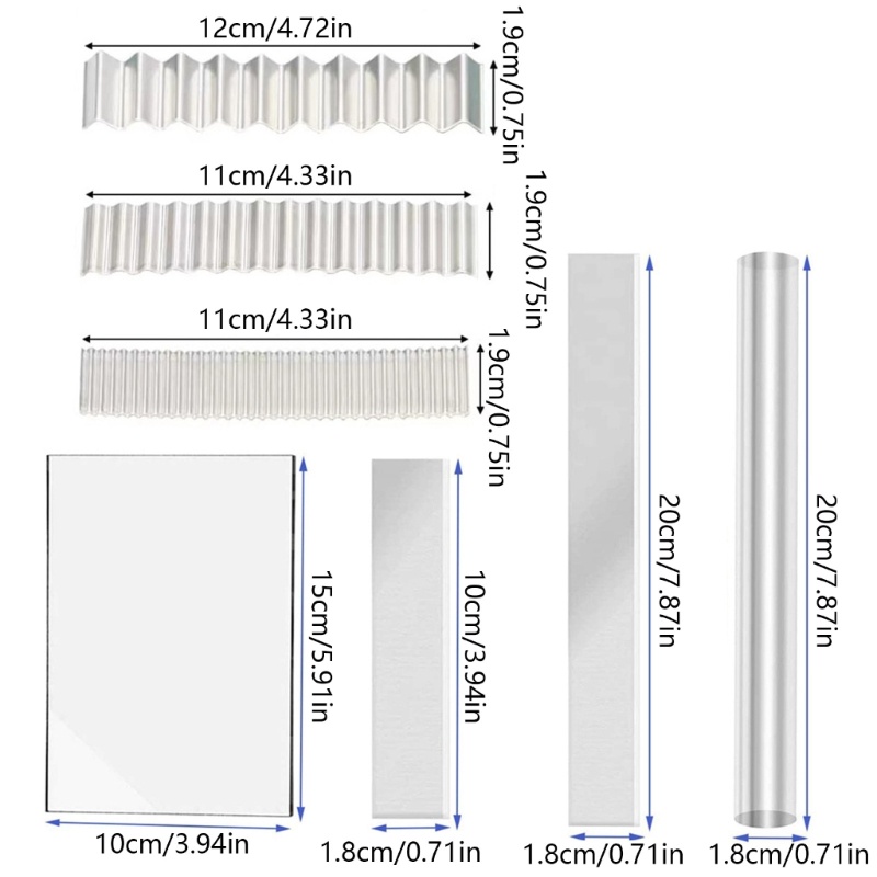 Zzz 9pcs / Set Papan Akrilik Bentuk Gelombang Untuk Kerajinan Tanah Liat DIY