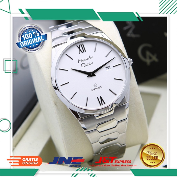 JAM TANGAN ALEXANDRE CHRISTIE ALEXANDER CHRISTIE PRIA COWOK ORIGINAL ORI AC 8542 SILVER SAPPHIRE