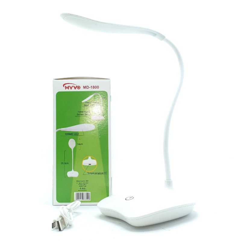 Lampu Meja Belajar Baca DUDUK Led On Off Sentuh Rechargeable Myvo MD-1800