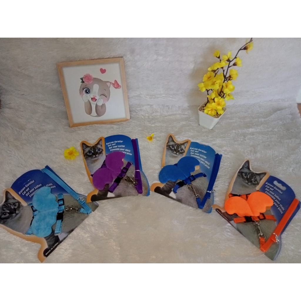 Pet Wing Harness&amp;LeashKit Come With Card/Tali Harness sayap untuk Kucing dan Anjing