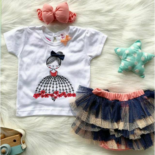 Setelan baju kaos rok  bandana lucu  pergi hangout fashion 