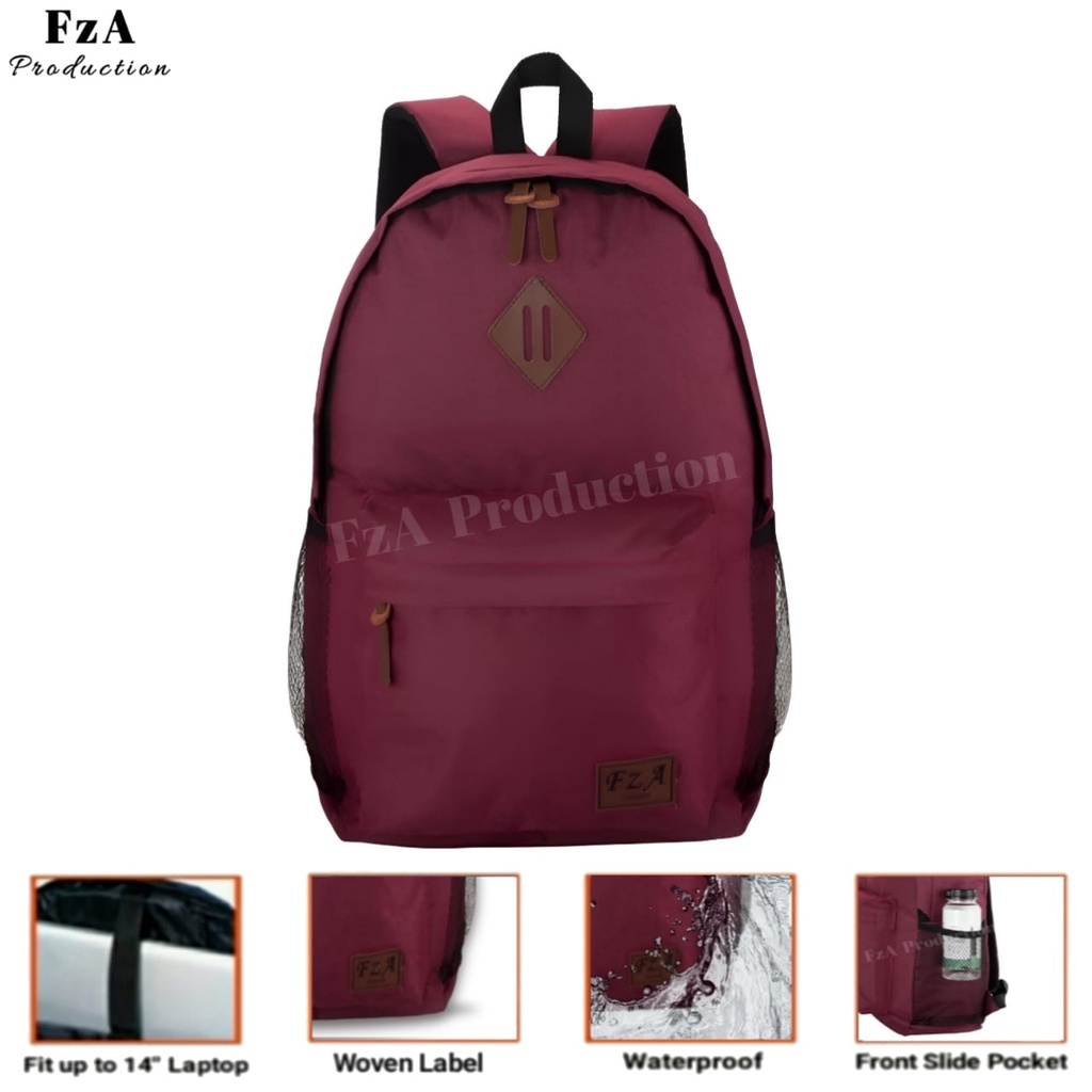 Tas Ransel Punggung Distro Casual Pria Wanita / Tas Ransel Laptop Original FzA FREE Tas Slempang Kulit