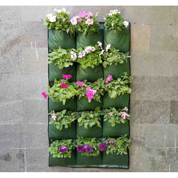 Green Wall Planter Bags Easy Grow 15 Kantong Vertikal