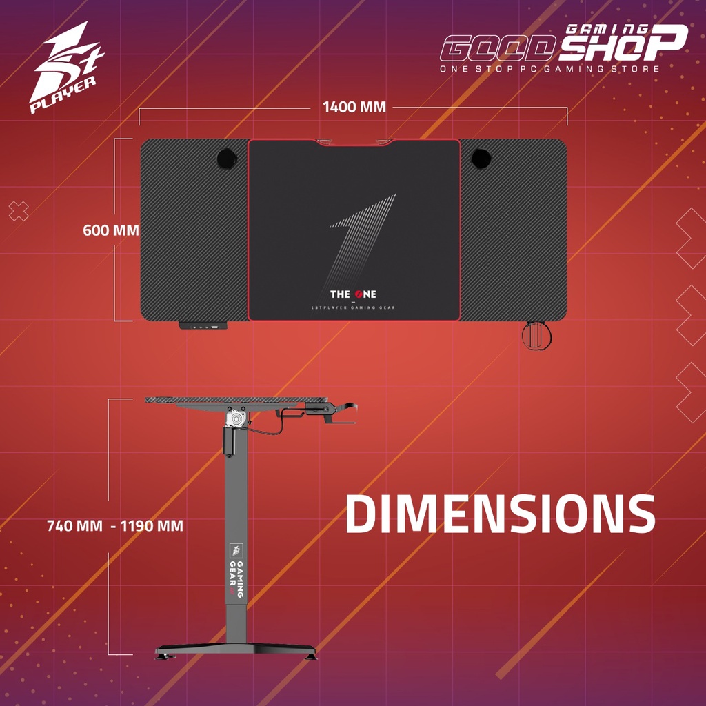 1STPLAYER MOTO-E 1460 with Electrical Adjustable - Gaming Desk