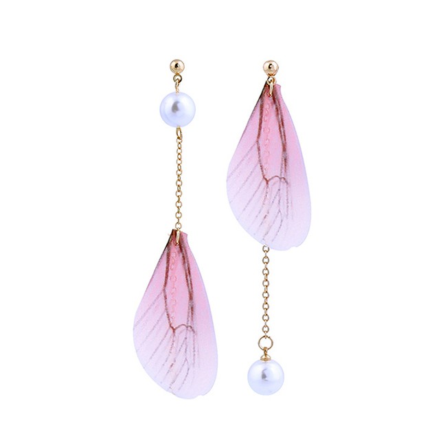 LRC Anting Tusuk Fashion Pearl Hanging Chiffon Earrings D03302