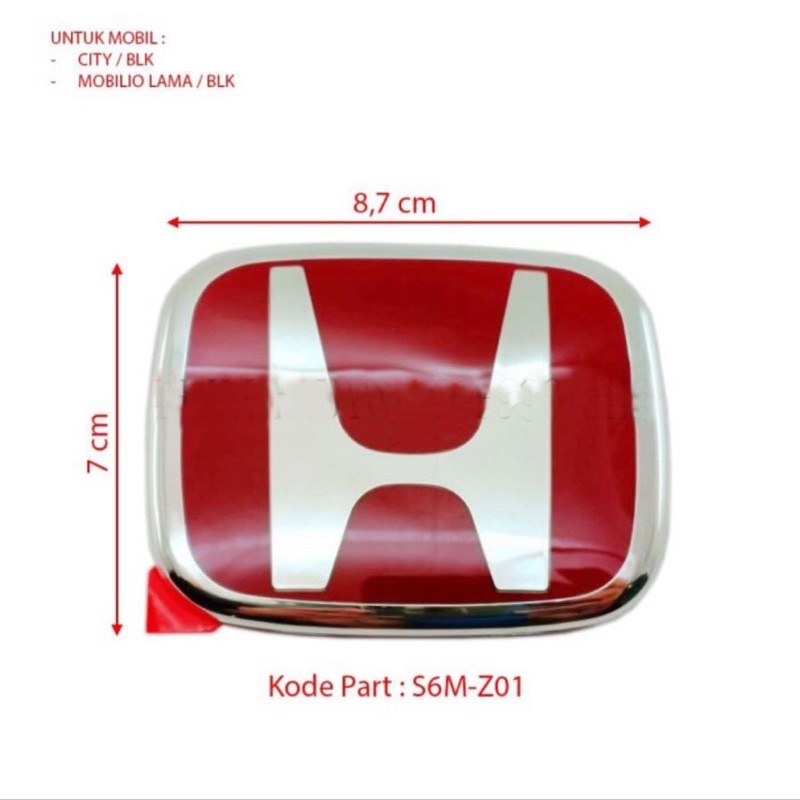 Emblem Honda Belakang Mobil Mobilio/City Original-Merah