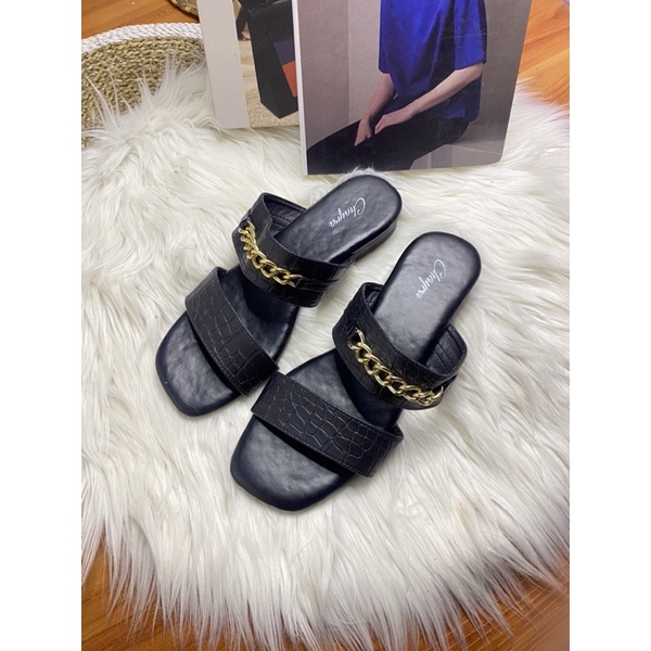 Lana sandal santai bahan croco sintetis size 36 - 40 tinggi 1cm realpict