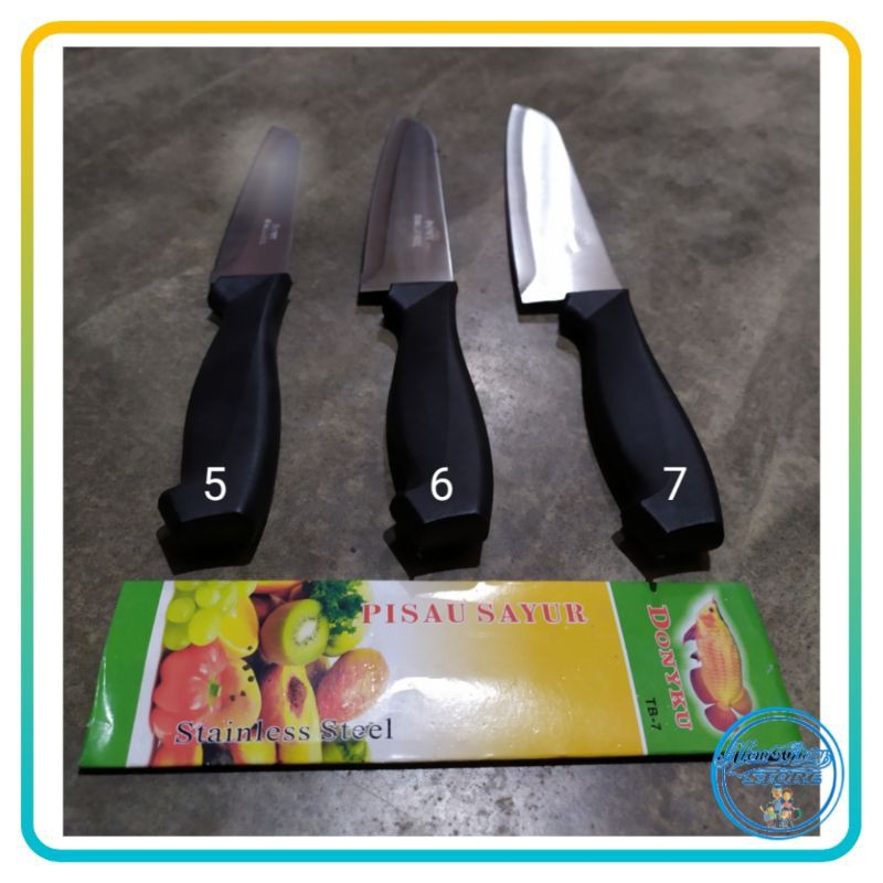 Pisau Dapur Gagang Hitam Donyku Uk 5", 6" & 7"