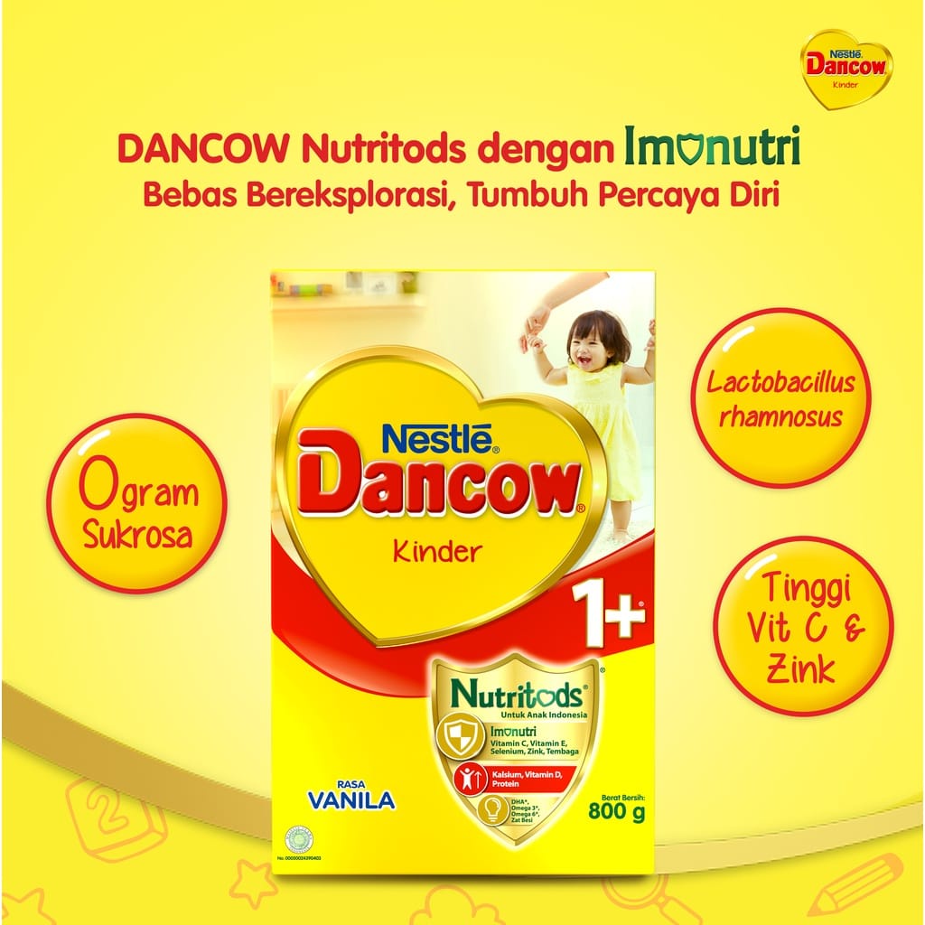 DANCOW  1+ 3+ FORTIGO VANILA MADU COKELAT INSTANT 780GR 1 KG