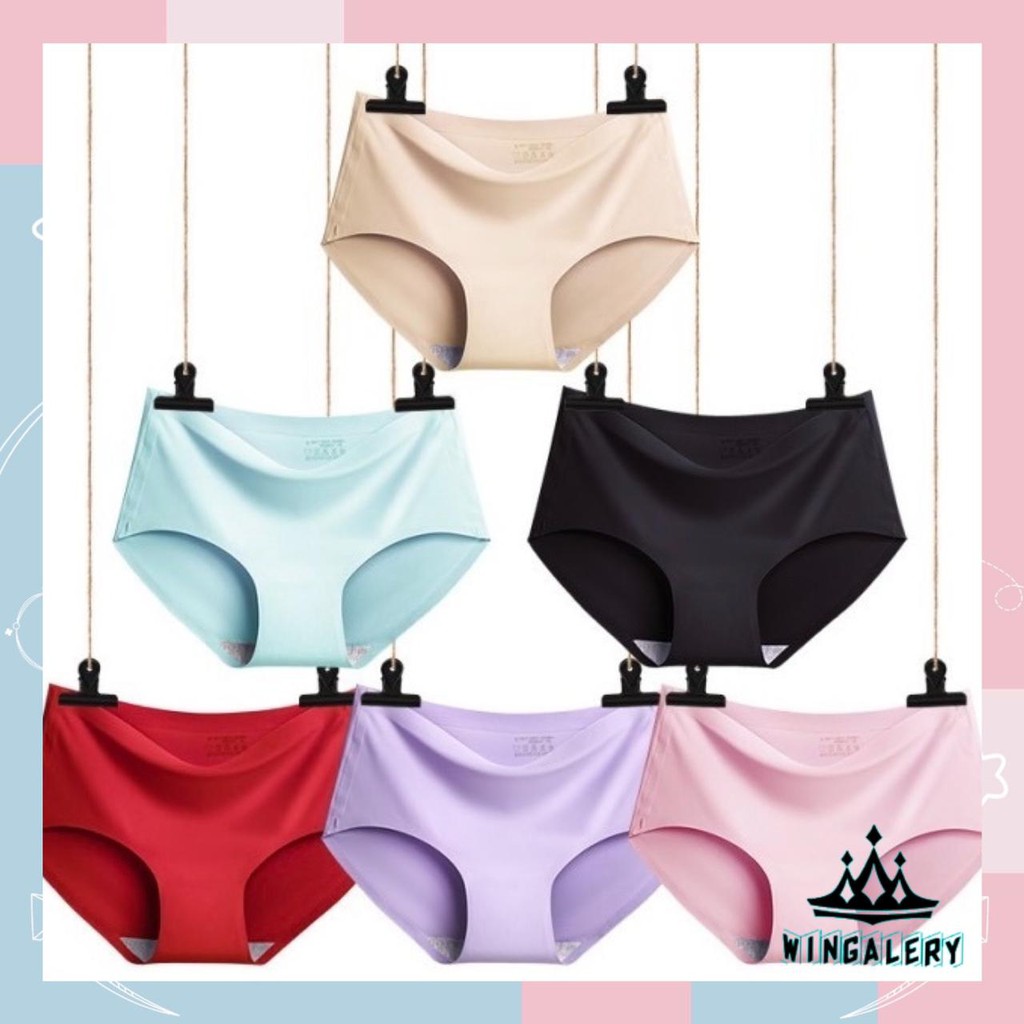 WINGALERY Celana dalam wanita model segitiga bahan ice silk seamless cd import undies - 2014