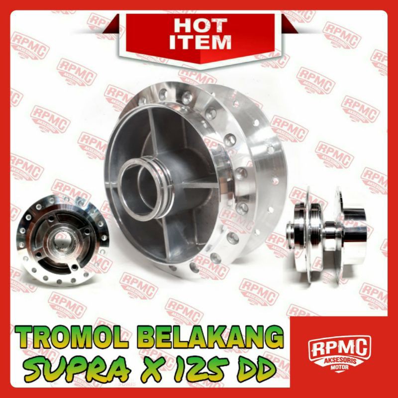 TROMOL DEPAN BELAKANG SUPRA X 125 SET DOUBLE DISK DD JARI JARI RODA
