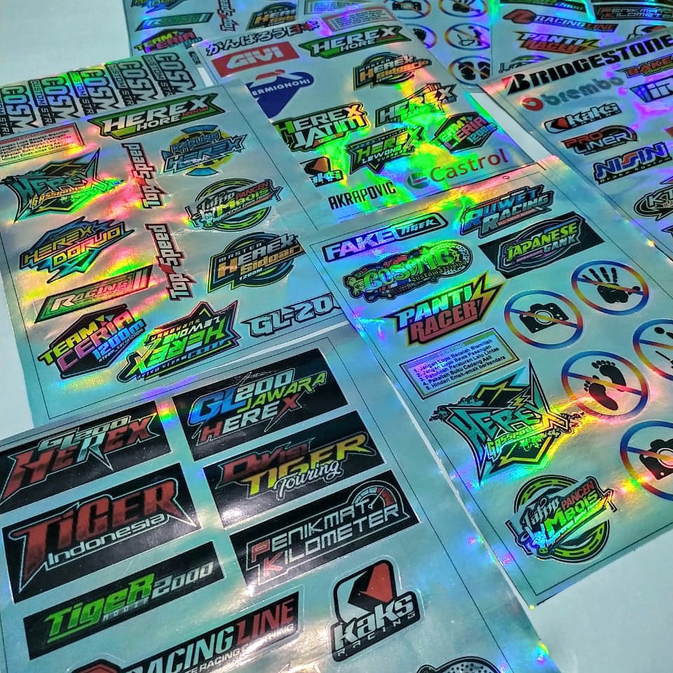 STIKER MURAH RACING HEREX BAHAN HOLOGRAM PELANGI + CUTTING