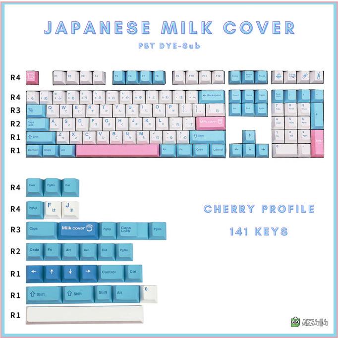 

Milk Cover Japanese Keycaps PBT DYE-Sub Cherry Profile --Terbaru--