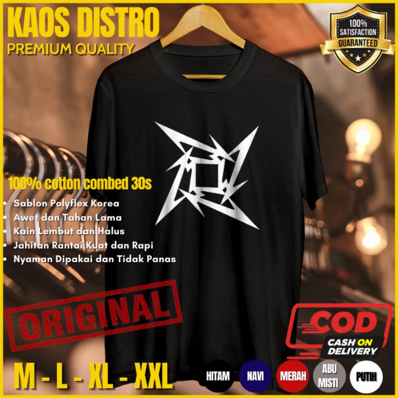 Kaos Band Metallica Baju Distro Pria Branded Original Cowok Keren Kekinian Shuriken Metallica Star