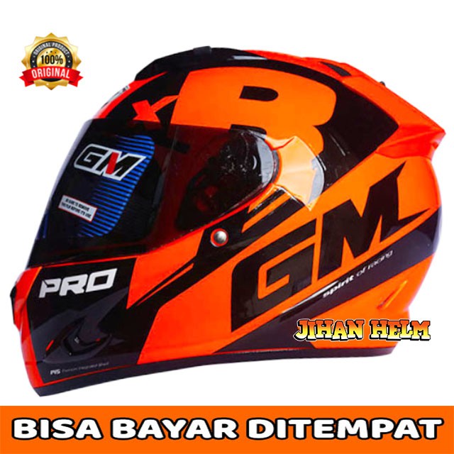 HELM / GM HELM / HELM GM / HELM GM FULL FACE RACE PRO ZR650 ORANGE FLUO TERMURAH