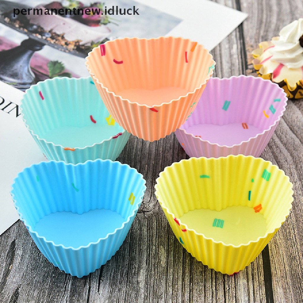 1 / 5 Pcs Cetakan Cupcake Muffin Bentuk Hati Bahan Silikon Untuk Alat Baking