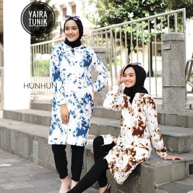 YAIRA TUNIK PREMIUM PUSATGROSIR_SOLO/ TUNIK MURAH RAYON MOTIF ABSTRAK TIEDYE HITS SELEBGRAM