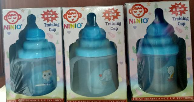 Baby training 3 in 1 cup ninio botol spout dot sedotan bayi pink dan biru