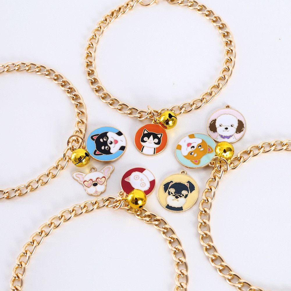 Suyo Kalung Anjing / Kucing Motif Kartun Dengan Rantai Emas