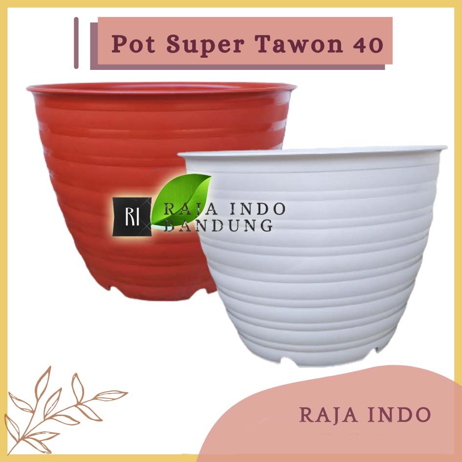 Ori Pot Super Tawon 40 Cm Putih Hitam Merah Bata Coklat Terracota Teracota Pot Plastik Bunga Tanaman Pot Tawon Jumbo Besar Putih Tebal
