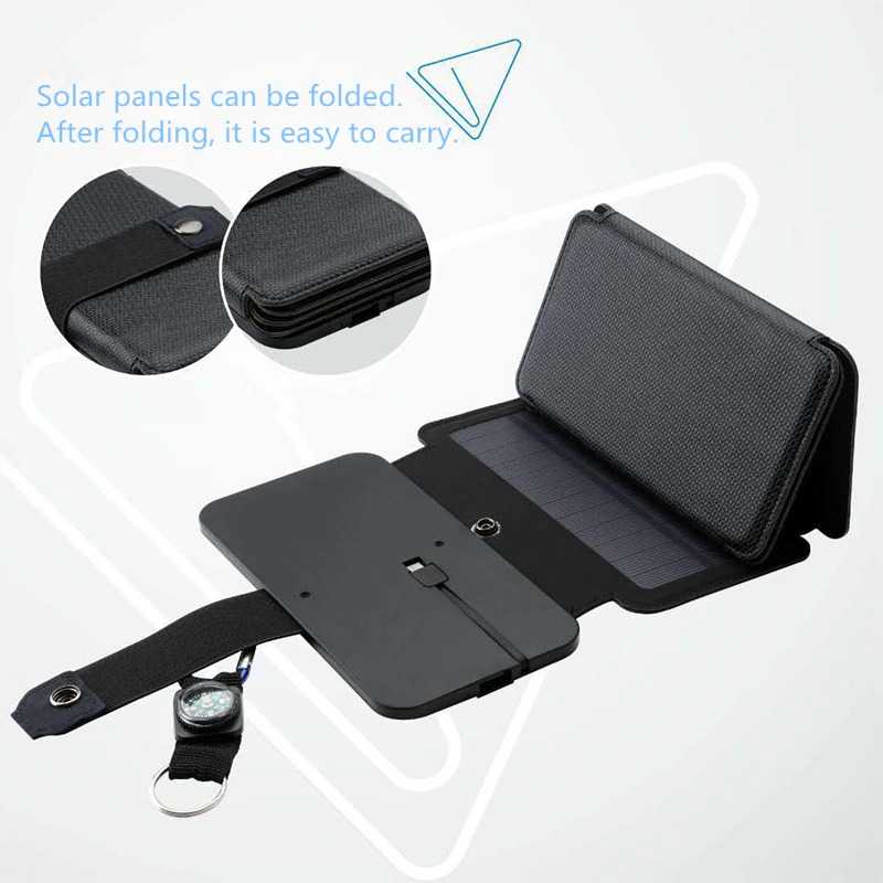 KERNUAP Charger Solar Panel Portable 5 Folding USB Port 9W5V - KER-SO1-Hitam