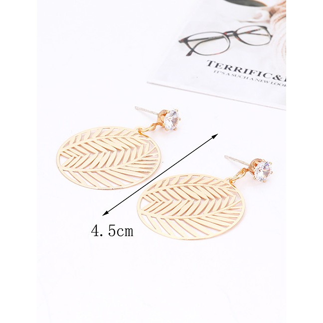 LRC Anting Tusuk Fashion Color Hollow Out Design Leaf Shape