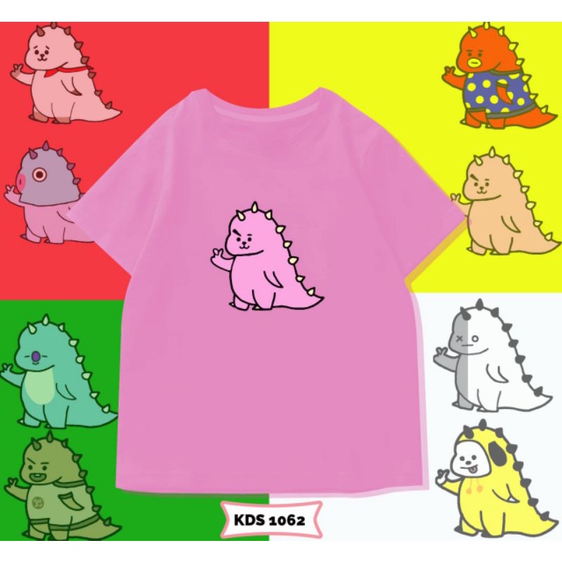 KAOS ANAK BT21 DINO UNISEX PEREMPUAN&amp;LAKI-LAKI/KAOS ANAK BTS DINO COTTON 24S