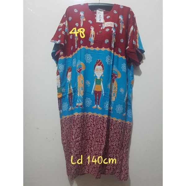 YULI - Daster kencana ungu  L5 JUMBO LD 135-150 CM PB 107 CM BATIK KU LEBEL PUTIH(KUP)-No 48