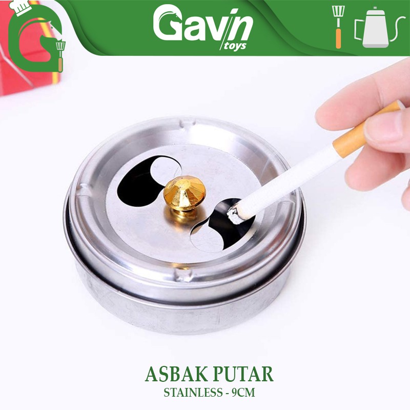 Asbak Putar Anti Berantakan Asbak Rokok Stainless Tutup Anti Angin