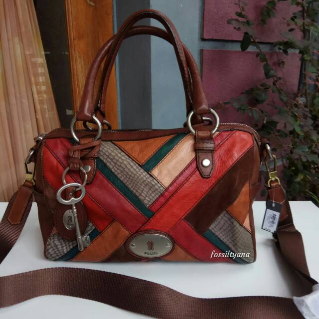 Tas Fossil Original Maddox Patchwork Dark Preloved Rare