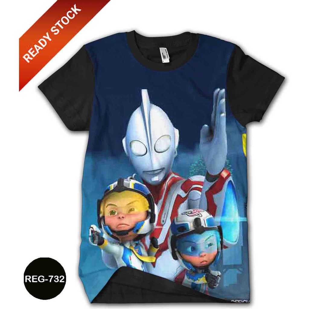 Kaos Upin Ipin Episode Ultraman Ribut 3D Baju Anak dan Dewasa Ultraman Serial Tokusatsu
