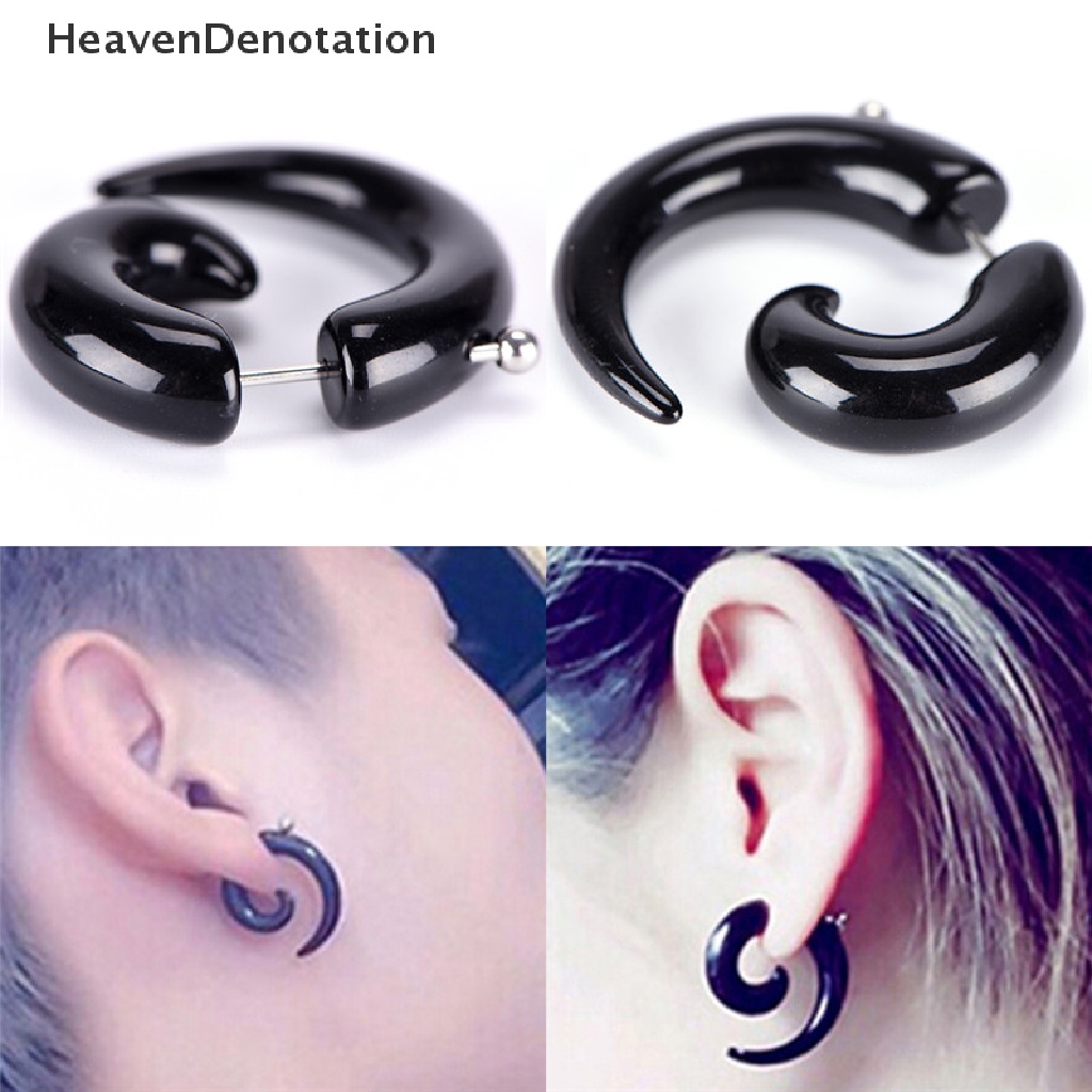 Anting Stud Piercing Bentuk Siput Bahan Akrilik Warna Hitam Gaya Gothic Punk Untuk Pria Dan Wanita