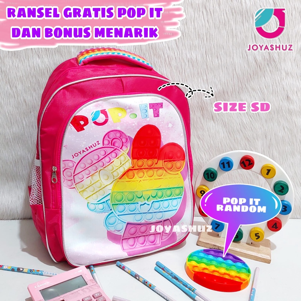 Tas Pop IT Gratis Mainan Pop It - Tas Ransel Anak Perempuam Gratis POP IT - Tas Anak Gratis Hadiah - Ransel POP IT - Tas Anak Gemas - POP IT - Ransel Gratis Mainan - Ransel Anak Perempuan SD - Joyashuz