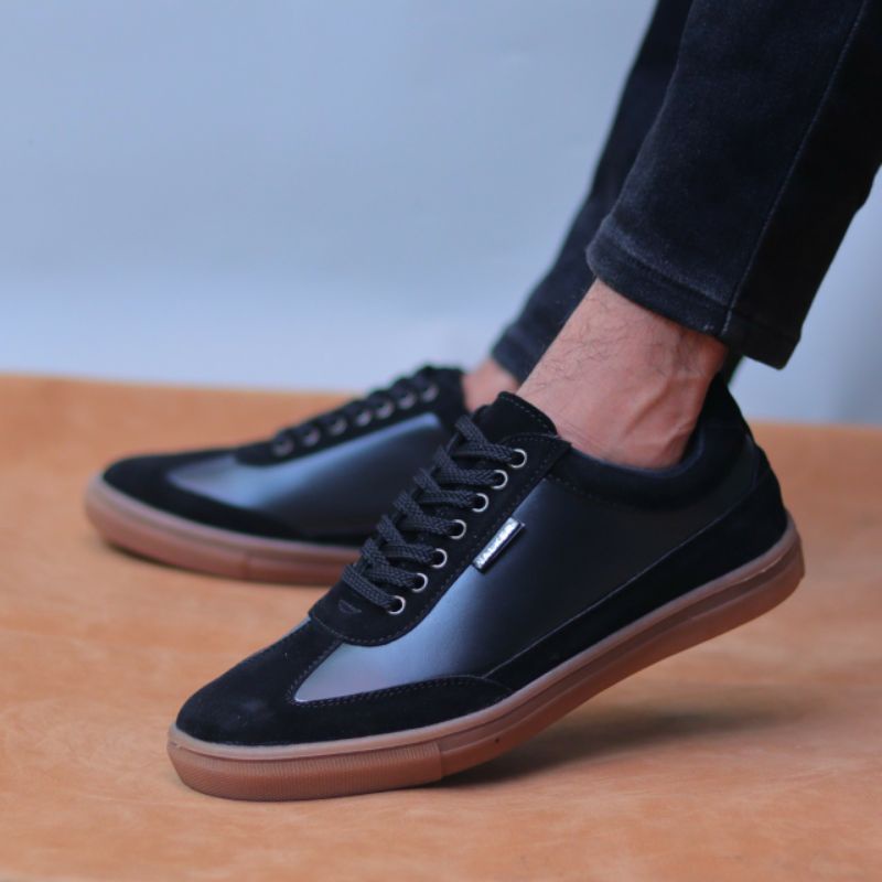 bungkusuku pedro - Sepatu Formal Pria Casual Kerja Kantor Hitam Kulit Sintetis