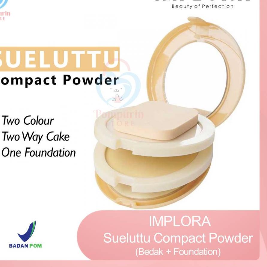 F⚡ASH SALE Implora SUELUTTU Powder Cake - 2 Bedak 1 Foundation - Original BPOM-2