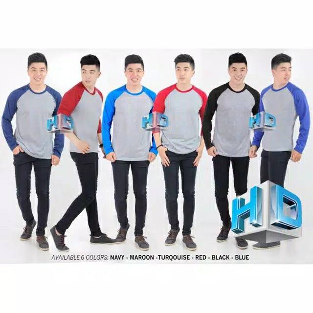 Kaos polos raglan lengan panjang pria dan wanita / kaos raglan lengan panjang cowok cewek