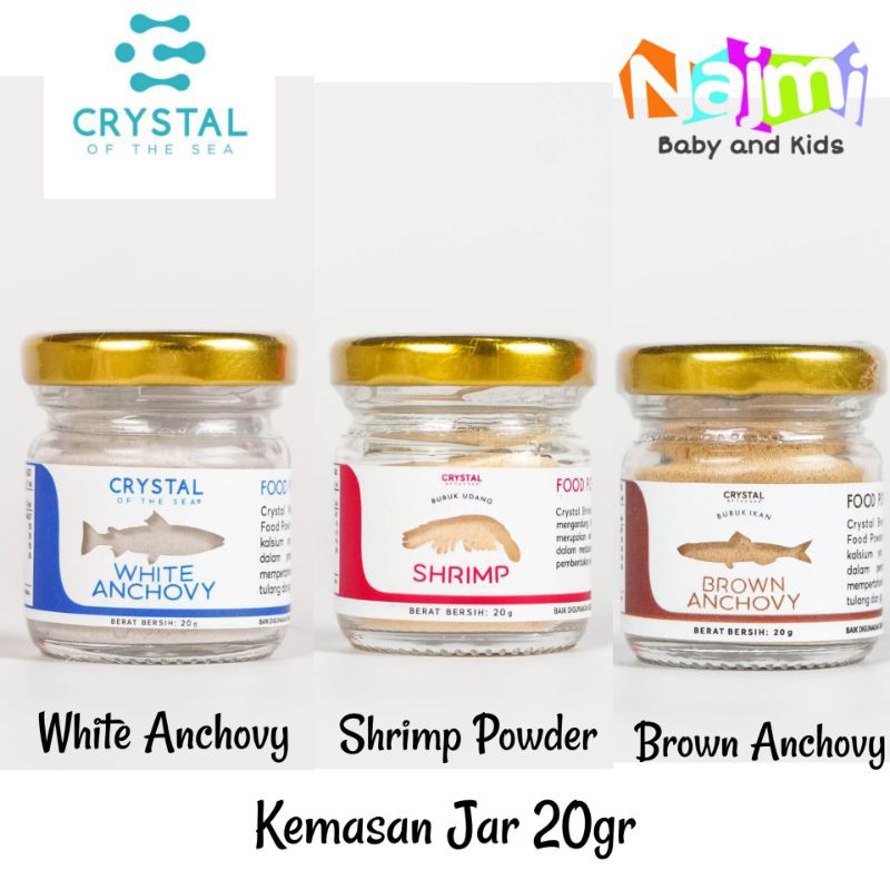 Crystal Of the Sea White Anchovy Brown Anchovy Shrimp Powder 20gr Bubuk Udang Teri Kaldu MPASI Bayi