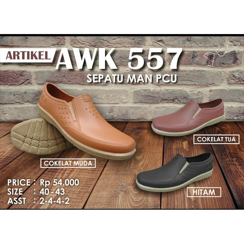 Sepatu karet pro att AWK 557 / sepatu sopan pria / sepatu jalan cowok / sepatu kerja pria