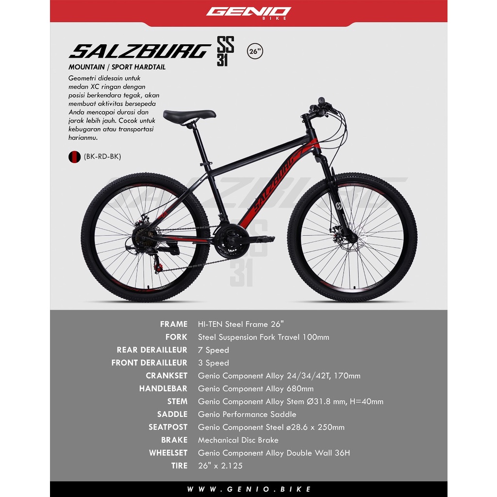 SEPEDA MTB GENIO 26&quot; GENIO SALZBURG SS31 21 STEEL