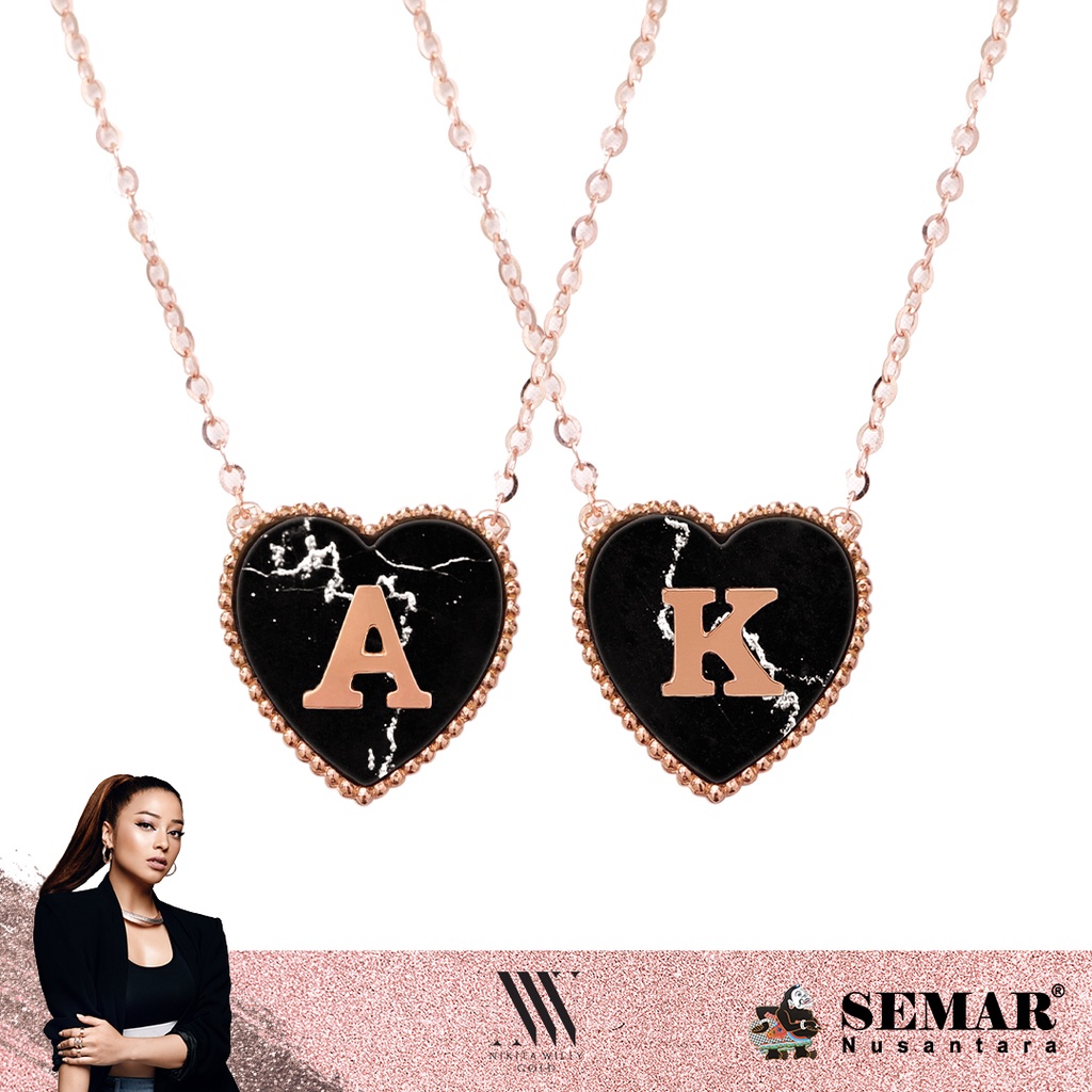 Nikita Willy Gold Kalung Emas Renaissance Love Black Marble - Necklace 17K Semar Nusantara