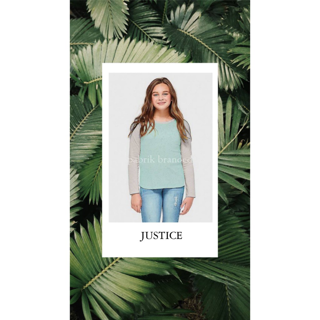 Pabrik Branded justice raglan longsleeve tee Tshirt kids kaos atasan lengan panjang anak remaja pere