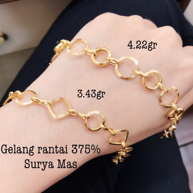 Gelang rantai emas 375%