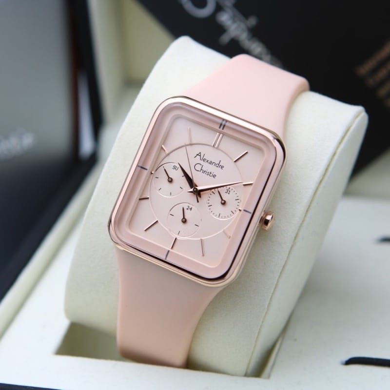 JAM TANGAN WANITA ALEXANDER CRISTIE AC 2744 CEWEK ROSEGOLD PEACH ORIGINAL