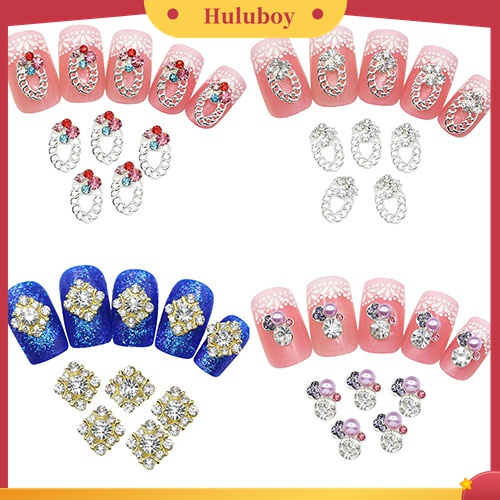 Huluboy Huluboy♡ 10pcs Stiker Kristal Berlian Imitasi Bahan Alloy Untuk Dekorasi Manicure DIY