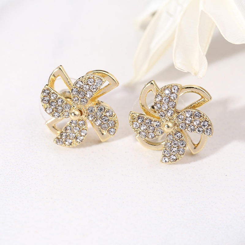 Korea Selatan Ins Earrings Aksesoris Rotatable Windmill Earrings Net Merah Kecil Fashion Jewelry