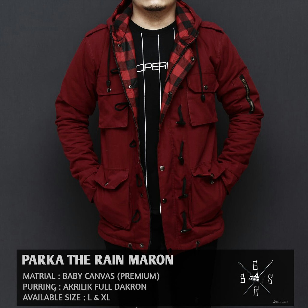 PARKA COWOK PRIA THE BOJIEL MAROON NAVY HITAM MOCA ABU HIJAU AR Jaket Parka Bolak Bal Out-5arun6 F-3