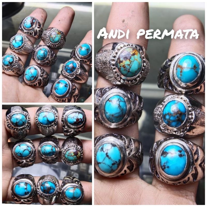 Cincin batu pirus peria natural batu asli 100%