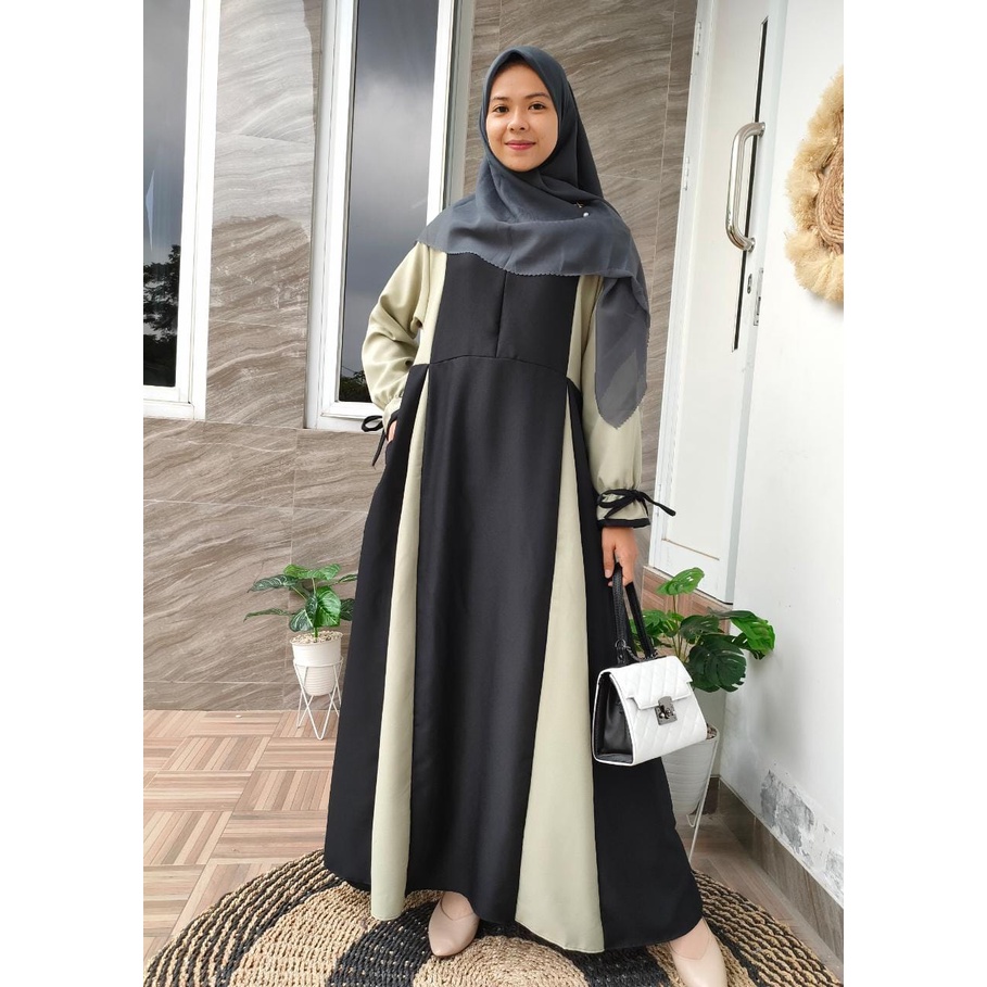 Gamis Audrey Terbaru / Gamis Ity Crepe Kombinasi / Gamis Ity Crepe Premium