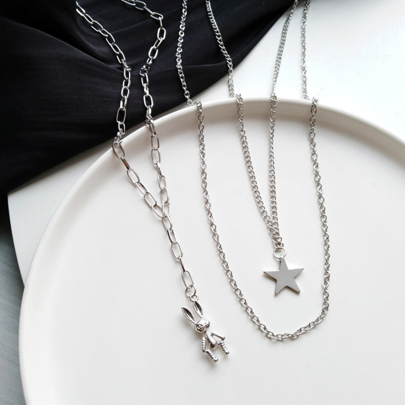 Multilayer Necklace Accessories Chain Korea Hip Hop Rabbit Star Pendant